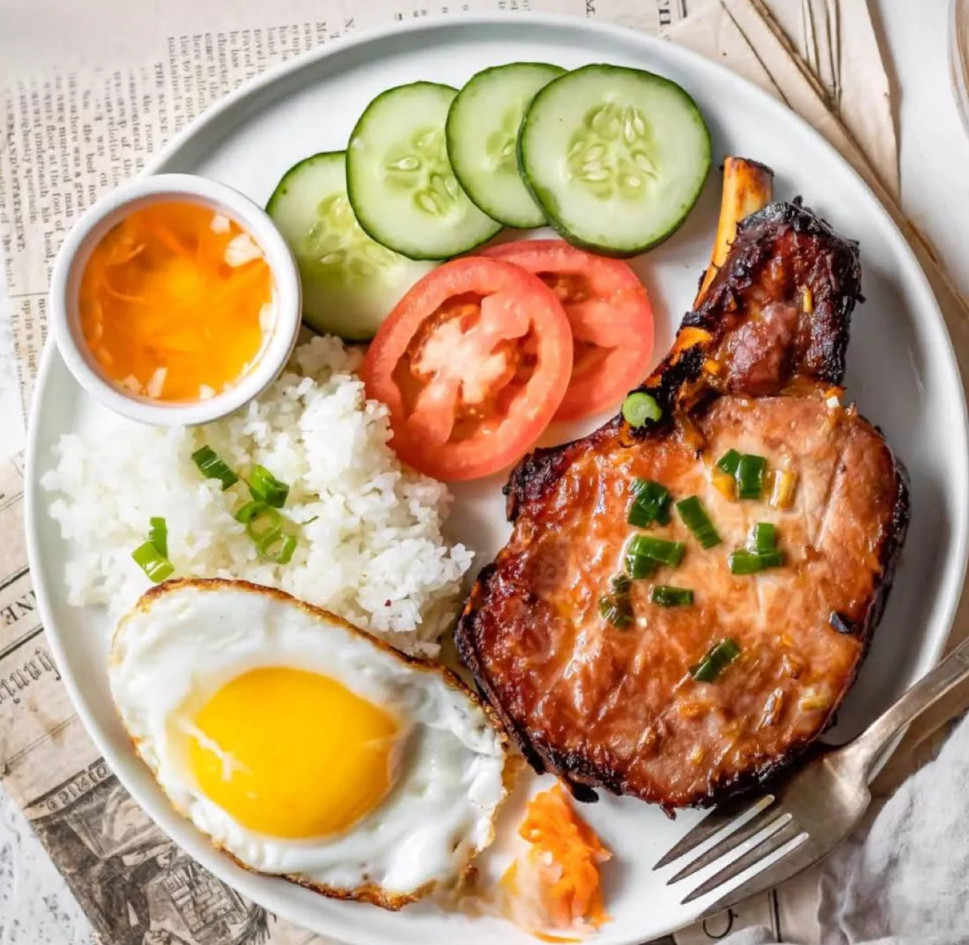 Vietnamese grilled pork with rice